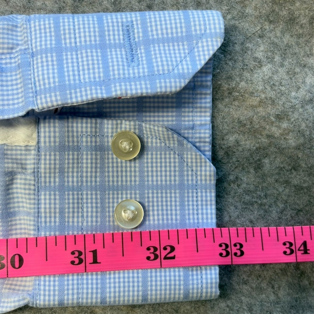 Robert Graham Long Sleeve Shirt Mens XL* Light Blue Check Spread Collar Snap - Picture 14 of 14